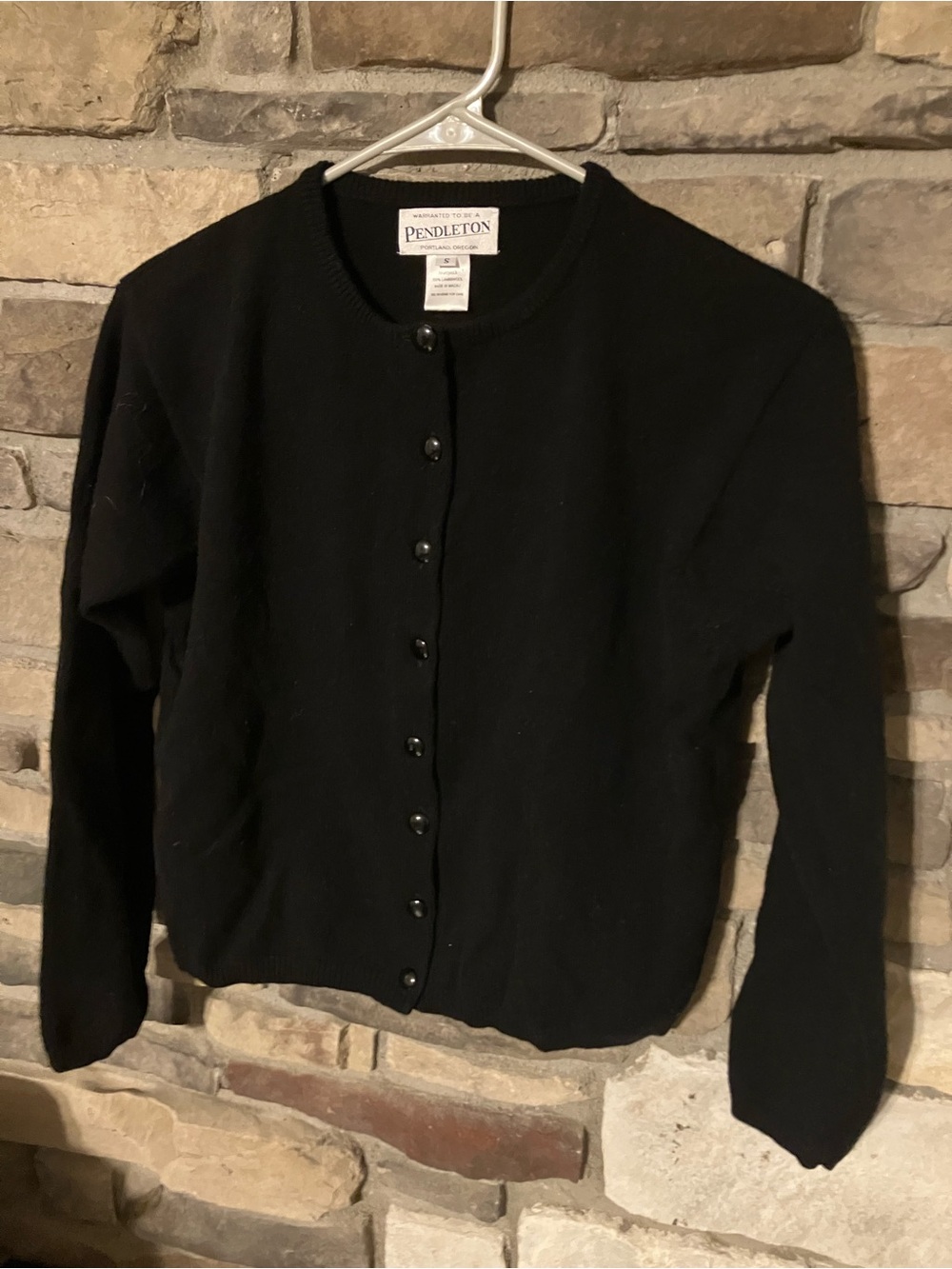 Vintage Pendleton Women's Black Button-Up Sweater 100% lambswool
